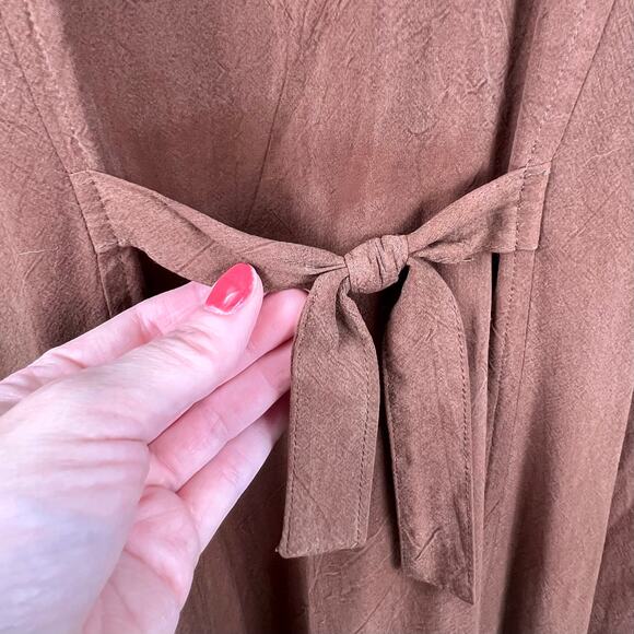 Rabbit Designs Womens Petite Long Brown Collared Button Up Dress Size 10P - Picture 5 of 12